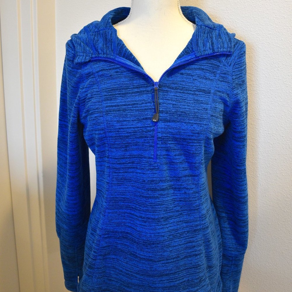 Zella Women's Blue Striped Fleece Hoodie Pullover Size M